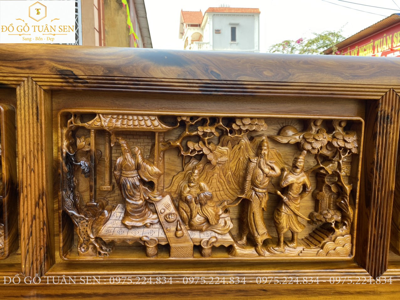 Thông tin kich thước bộ  trường kỷ chạm tích  gỗ gụ ta